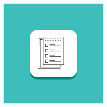 botón redondo para comprobar. Lista de Verificación. lista. tarea. icono de línea para hacer fondo turquesa vector