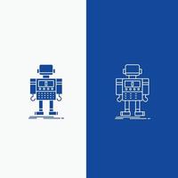 autonomous. machine. robot. robotic. technology Line and Glyph web Button in Blue color Vertical Banner for UI and UX. website or mobile application vector