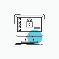 secure. protection. safe. system. data Line Icon vector