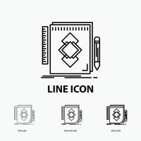 design. Tool. identity. draw. development Icon in Thin. Regular and Bold Line Style. Vector illustration