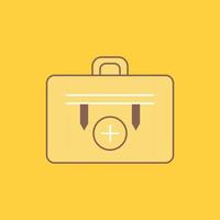 bag. camping. health. hiking. luggage Flat Line Filled Icon. Beautiful Logo button over yellow background for UI and UX. website or mobile application vector
