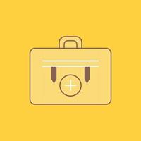 bag. camping. health. hiking. luggage Flat Line Filled Icon. Beautiful Logo button over yellow background for UI and UX. website or mobile application vector