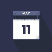 11th May calendar icon. May 11 calendar Date Month icon vector illustrator