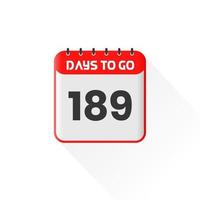 Countdown icon 189 Days Left for sales promotion. Promotional sales banner 189 days left to go vector
