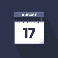 17th August calendar icon. August 17 calendar Date Month icon vector illustrator