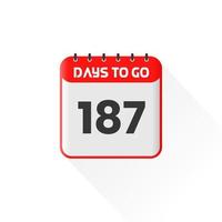 Countdown icon 187 Days Left for sales promotion. Promotional sales banner 187 days left to go vector