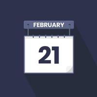 21st February calendar icon. February 21 calendar Date Month icon vector illustrator