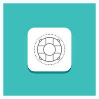 Round Button for Help. life. lifebuoy. lifesaver. preserver Line icon Turquoise Background vector