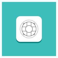 Round Button for Help. life. lifebuoy. lifesaver. preserver Line icon Turquoise Background vector