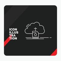 fondo de presentación creativa rojo y negro para la nube. subir. ahorrar. datos. icono de línea informática vector