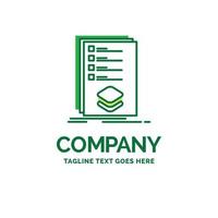 Categories. check. list. listing. mark Flat Business Logo template. Creative Green Brand Name Design. vector