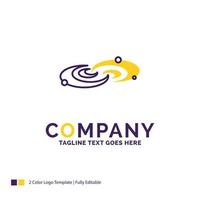 Company Name Logo Design For Galaxy. astronomy. planets. system. universe. Purple and yellow Brand Name Design with place for Tagline. Creative Logo template for Small and Large Business. vector