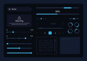 Control UI elements kit. Loading process. Editable isolated vector components. Navigation. Web design widget pack for mobile app, software with dark theme