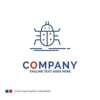 Company Name Logo Design For Bug. bugs. insect. testing. virus. Blue and red Brand Name Design with place for Tagline. Abstract Creative Logo template for Small and Large Business. vector