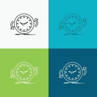 respaldo. reloj. agujas del reloj. encimera. icono de tiempo sobre varios antecedentes. diseño de estilo de línea. diseñado para web y aplicación. eps 10 ilustración vectorial vector