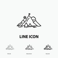 achievement. flag. mission. mountain. success Icon in Thin. Regular and Bold Line Style. Vector illustration