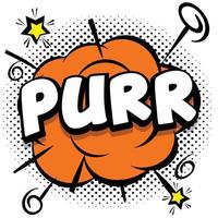 purr comic plantilla brillante con burbujas de discurso en marcos coloridos vector