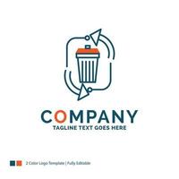 waste. disposal. garbage. management. recycle Logo Design. Blue and Orange Brand Name Design. Place for Tagline. Business Logo template. vector