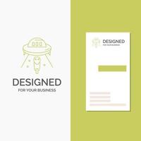 Business Logo for alien. space. ufo. spaceship. mars. Vertical Green Business .Visiting Card template. Creative background vector illustration