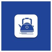 Blue Round Button for Tea. kettle. teapot. camping. pot Glyph icon vector