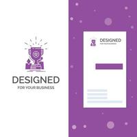 Business Logo for Achievement. award. cup. prize. trophy. Vertical Purple Business .Visiting Card template. Creative background vector illustration