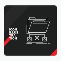 Red and Black Creative presentation Background for backup. data. files. folder. network Line Icon vector