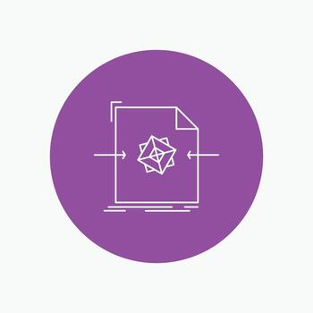 3d. documento. expediente. objeto. procesamiento de icono de línea blanca en el fondo del círculo. ilustración de icono de vector