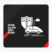 Red and Black Creative presentation Background for car. hand. insurance. transport. safety Glyph Icon vector