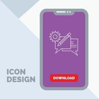chat. communication. discussion. setting. message Line Icon in Mobile for Download Page vector