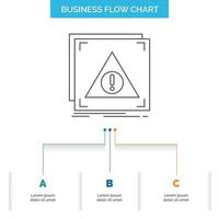 error. solicitud. denegado. servidor. diseño de diagrama de flujo empresarial de alerta con 3 pasos. icono de línea para el lugar de plantilla de fondo de presentación para texto vector