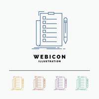 expertise. checklist. check. list. document 5 Color Line Web Icon Template isolated on white. Vector illustration