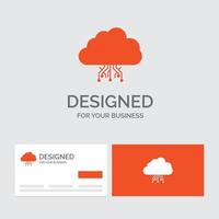 Business logo template for cloud. computing. data. hosting. network. Orange Visiting Cards with Brand logo template. vector