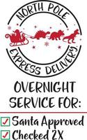 North Pole Express Delivery, Christmas Stamp, Santa, Christmas Holiday, Vector Illustration File