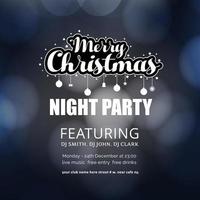 Merry Christmas Night Party Dates glowing Background vector