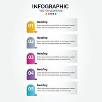 plantilla de diseño de etiqueta infográfica vertical vectorial con iconos y 5 opciones o pasos. se puede utilizar para el diagrama de proceso. presentaciones diseño de flujo de trabajo. bandera. diagrama de flujo gráfico de información vector