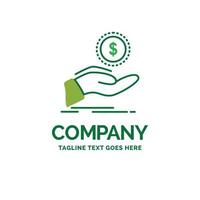 help. cash out. debt. finance. loan Flat Business Logo template. Creative Green Brand Name Design. vector