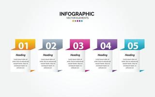 Timeline 5 options Horizontal Infographic for presentations workflow process diagram flow chart report vector