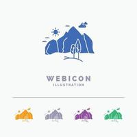 hill. landscape. nature. mountain. tree 5 Color Glyph Web Icon Template isolated on white. Vector illustration