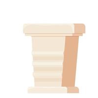 White elegant speech tribune, orator podium with microphone in cartoon style isolated on white background. Vector illustration