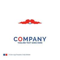 Company Name Logo Design For moustache. Hipster. movember. male. men. Blue and red Brand Name Design with place for Tagline. Abstract Creative Logo template for Small and Large Business. vector