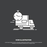 delivery. time. shipping. transport. truck Icon. glyph vector symbol for UI and UX. website or mobile application