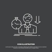 failure. fail. sad. depression. time Icon. Line vector symbol for UI and UX. website or mobile application