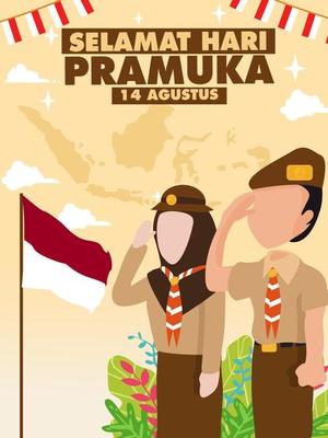 INDONESIAN SCOUTS DAY 14 AUGUST ILLUSTRATION