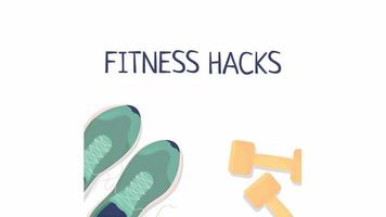 animierte Fitness-Hacks-Szene mit Text. Körperfett in Energie umzuwandeln. Verbesserung der Gesundheit. HD-Videomaterial der flachen ersten Ansicht mit Alphakanal. Illustrationsanimation im Cartoon-Stil video