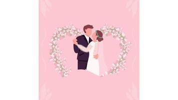 Animated isolated wedding vow. Newly married couple. Romantic promises. Looped flat 2D character HD video footage with alpha channel. Colorful animation for mobile, website, social media