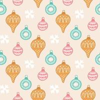 Christmas tree toy, decoration with snowflake, vector seamless pattern