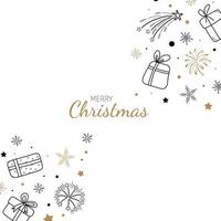 WebA Christmas greeting card with a simple doodle style with gold and black elements. vector holiday graphic design. christmas greeting card with golden black scribble