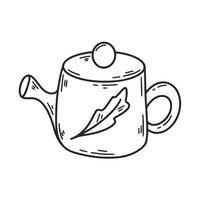 Ceramic teapot for tea and herbs sketch vector