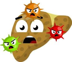 Bad liver. Attack germs and cirrhosis of the liver. Health problem vector