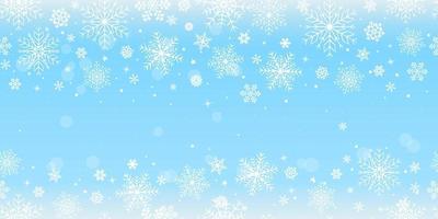 Christmas seamless pattern with snowflakes. Falling snowflakes on a blue background. Snowfall. vector